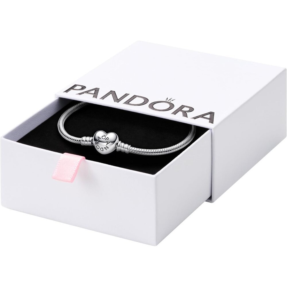 Moments Heart Clasp Snake Chain Bracelet - Compatible Moments Charms - Gift for